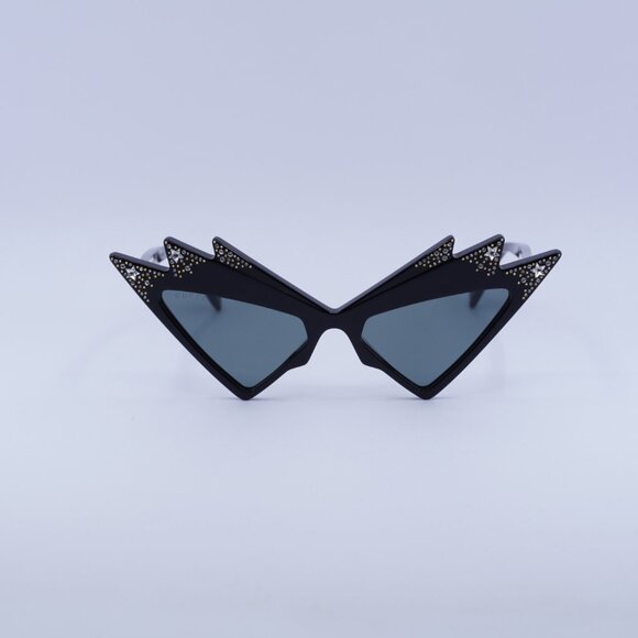 Gucci GG1371S 003 Sunglasses Shiny Black with White Stones Cat Eye Frame - Picture 2 of 9